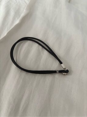 Pandora black fabric cord bracelet (for charms) with sterling silver closure